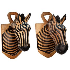 Stoneage Arts Exotic African Animals Majestic Wall Décor Hand Carved Native Wood Sculpture African Safari Decorative Accent An Awesome Gifting Idea. Ready To Hang Plaque (6 Inch, Zebra)