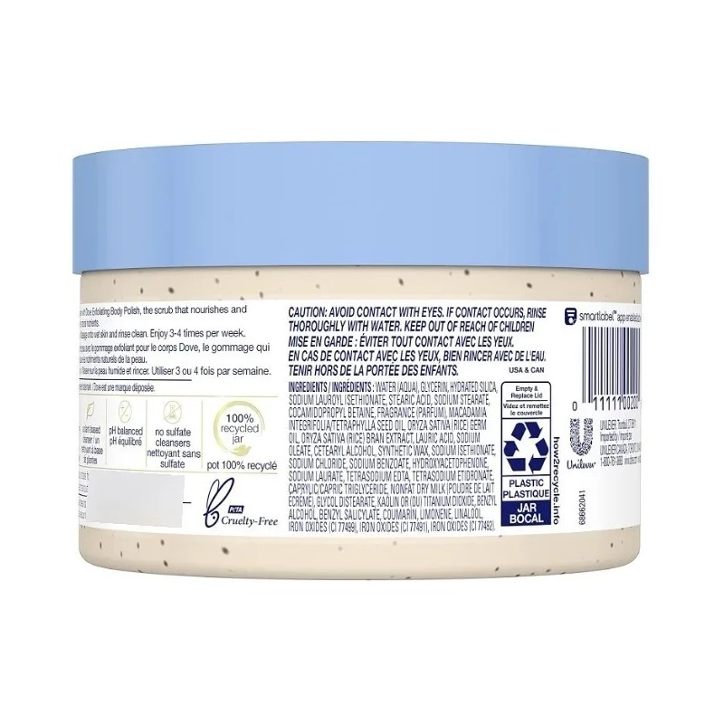  Dove Exfoliante Corporal con Leche de Macadamia y Arroz