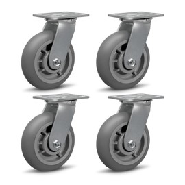 NINOSO Caster Wheels Heavy Duty, 6" x 2" Rubber Casters Set of 4 with Load 2000lbs Capacity, Plate Swivel Industrial Caster Wheels for Cart Hotel(4 Swivel)