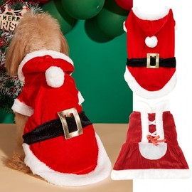 Bometedy Dog Christmas Red Dress and Lunar New Year Jacket LF1197 Free Size/Santa Claus-S 5ea