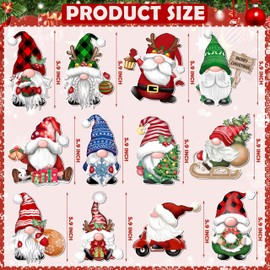 Christmas Gnome Refrigerator Magnets Decoration 12Pcs, Magnetic Holiday Gnome Car Decals Fridge Garage Door Stickers, Waterproof Decorative Xmas Gnome Magnet Accessories for Party Decor
