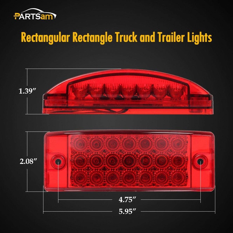 Partsam 2Pcs Red 6" LED Rectangle Side Marker and Clearance