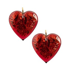 2 Pieces Red Czech Glass Heart Pendant 26mm Lampwork Bead for Jewelry Making