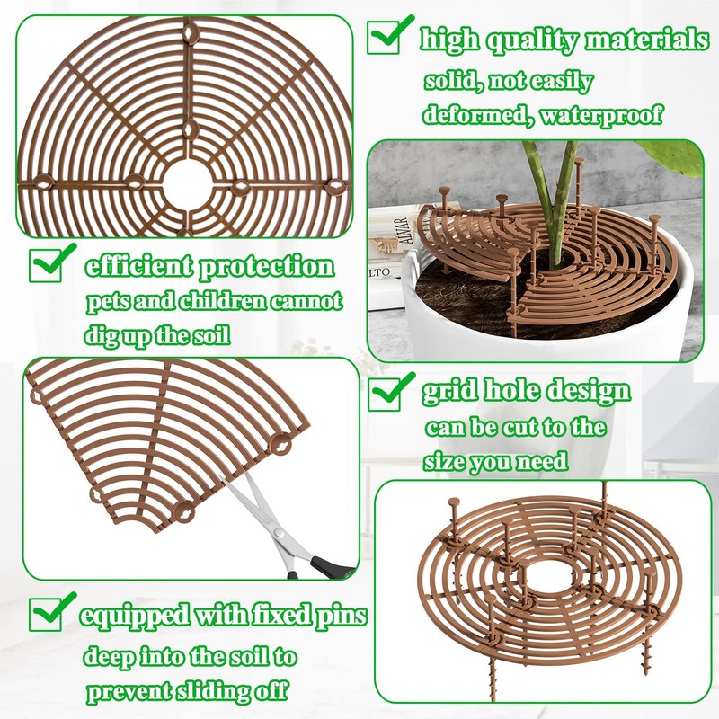 11.8 Inch Plant Pot Grid,6 Pack Plant Pot Soil Covers
