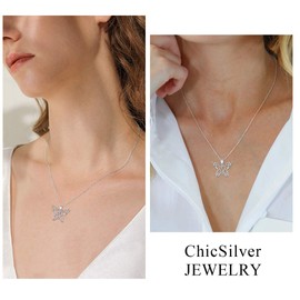 ChicSilver Celtic Butterfly Necklace for Women Ladies 925 Sterling Silver Irish Knot Jewelry Amulet Pendant with Chain