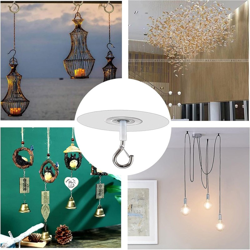 Adhesive Ceiling Hook - Weight-Bearing Stick-On Ceiling Hook, Sticky Ceiling