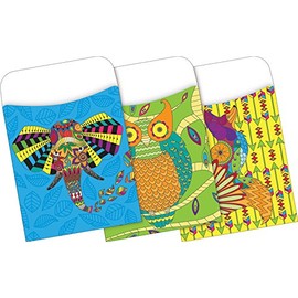 Barker Creek Peel & Stick Pockets, Bohemian Animals, 30 per Package (BC1242)