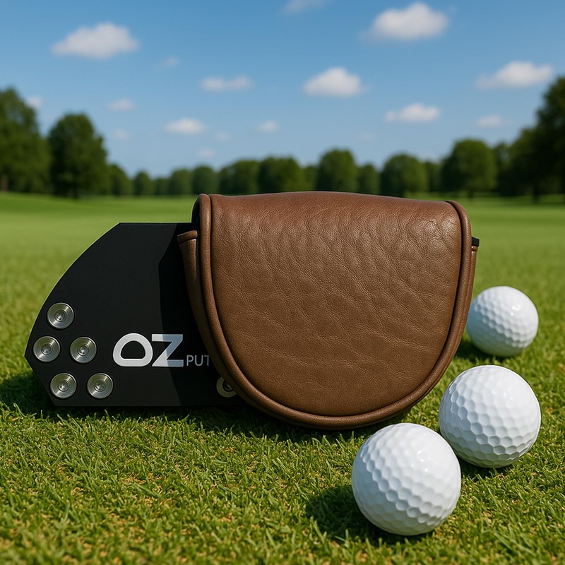 Golf Mallet Putter Covers, Magnetic Closure Brown Premium Leather Mallet