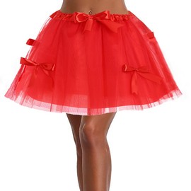Auwoyss Vintage Tutu Skirt Tulle Bubble Ballet Tutu Skirt Dance Costume Accessories for Women and Girls (Polyester, Red-Adult)