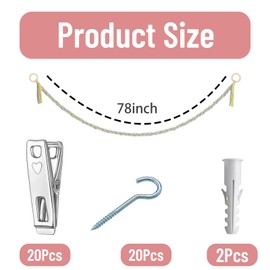 Teddy Toy Hammock, Stuffed Animal Net,78" Stuffed Animal Chain Holder Hanging Macrame Stuff Animals Organizer with Clips for Bedroom Wall Display, Portable Hanging Hammock for Hats Toys Dolls Cards