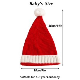AIYUENCICI Santa Hat for Kids, Christmas Hat, New Year Xmas Crochet Hats with Pom Pom Party Beanie Caps Gift(Kids Santa Hat)