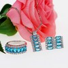 Uloveido Light Blue Cubic Zirconia Stud Earrings,Rectangular Necklace,7 Stones Ring,
