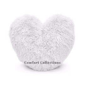 Cuddly Teddy Bear Fleece Super Soft 3D Heart Shape Fluffy Filled Cushion Cosy & Warm Home Decoration Gift For Loved One Valentine Day 100% Polyester Heart Cushion White 38cm x 38cm Approximate