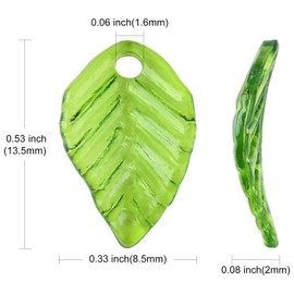Stiesy 100 Pcs Transparent Acrylic Leaf Charms Green Plant Charms Small Charms for Women Jewelry Making DIY Accessories