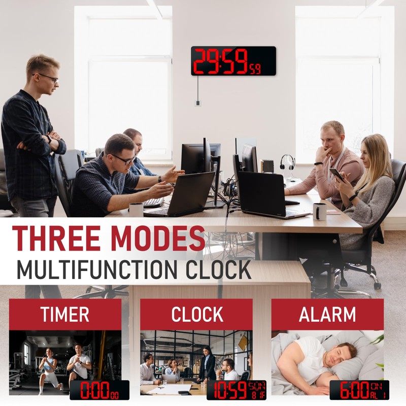 TXL 17.2'' Bluetooth Large LED Digital Wall Clock, Large Display