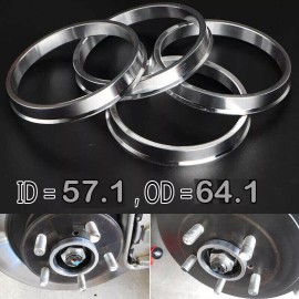 Customadeonly For 64.1 Wheel to 57.1mm Hub Centric Rim Spacer Ring x4 Bearing Stud Balance