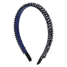 Sparkle Blue Crystal Rhinestone Headbands for Women, Fashion Sparkly Headband Dressy Jeweled Headbands