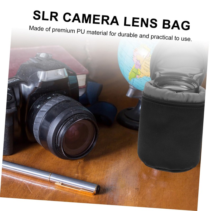 TEHAUX Camera Lens Pouch Durable PU Material Shockproof Protection for