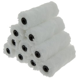 Coral 41881 Aspire 4 inch 10 Piece Pack Paint Mini Roller Covers Professional 15MM Long Pile Sleeve Premium Microfibre for Semi-Smooth Plus Textured Surfaces with Trade Emulsion or Gloss Pure White
