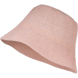 styleBREAKER 04025032 Women's Fishing Hat Made of Airy Woven Paper Straw, Foldable Crushed Hat, Sun Hat, Bucket Hat, rose