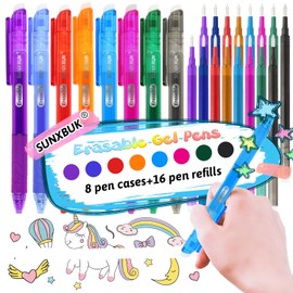 Erasable Ballpoint Pen, 8 Pieces Erasable Rollerball Pen + 16 Pieces 0.7 mm Refills, Erasable Pens Colourful Set, Erasable Pen Gel Pen Erasable Pen Erasable Pen Erasable Pen Erasable Pen Erasable Pen