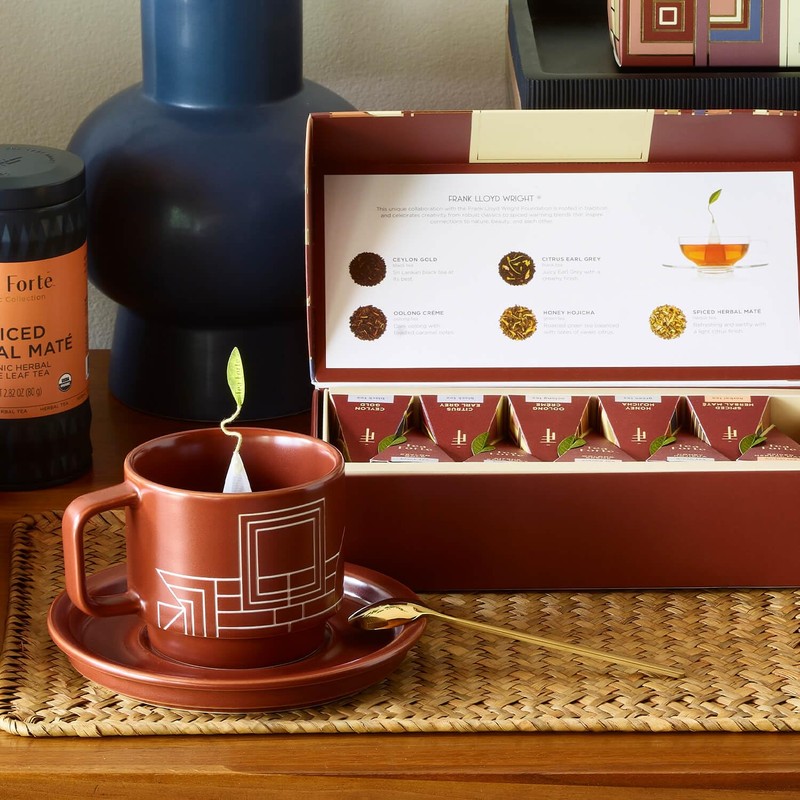 Tea Forte Terra Stoneware Teacup with Saucer, Frank Lloyd Wright,