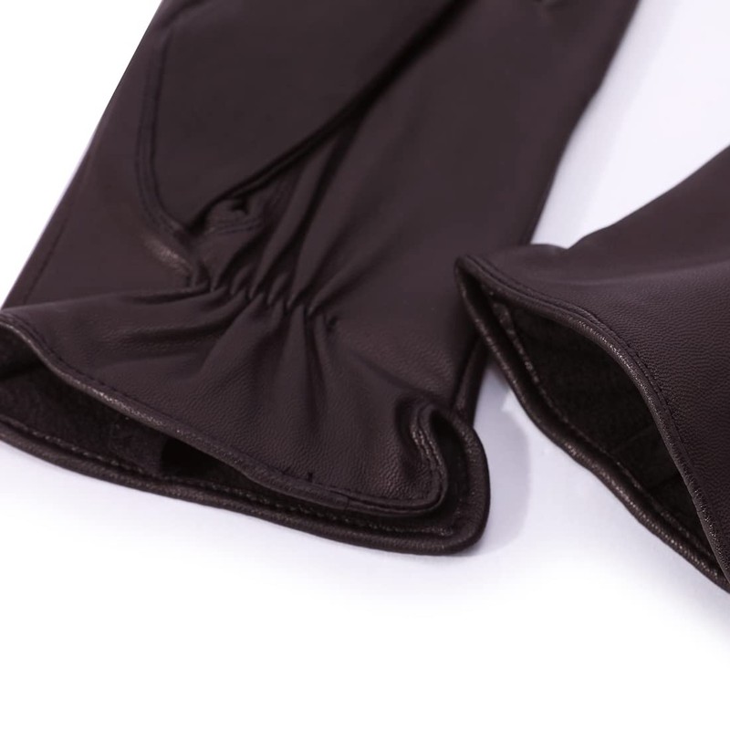 Harssidanzar GM040EU Men's Leather Gloves Fleece Lining Touchscreen, brown