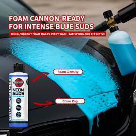 Renegade Products USA | Neon Suds Colored Wash & Wax | High Foam, Colorful Car Soap for Foam Cannons, Carnauba Wax Shine, Safe on All Paints (16 Oz, 4 Colors) (Blue)