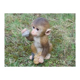 Garden Resin Monkey Chimp Ornament Statue Animal Figurine Decor Indoor Outdoor Gift, Black, H: 24cm W: 16cm D: 12cm