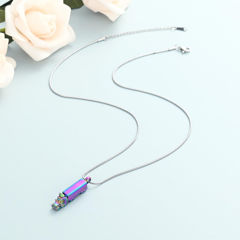 shajwo 18 Wheeler Semi Truck Urn Necklace for Ashes for