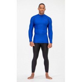 DEVOPS 3 Pack Men's Athletic Turtle Neck Long Sleeve Compression Shirts (Medium, Black/Red/Blue)