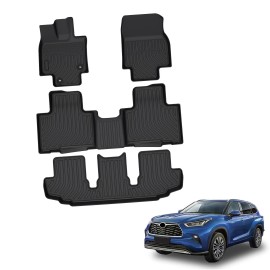 Floor Mats for 2020-2024 Toyota Highlander 3 Row Liner All Weather TPE Rubber