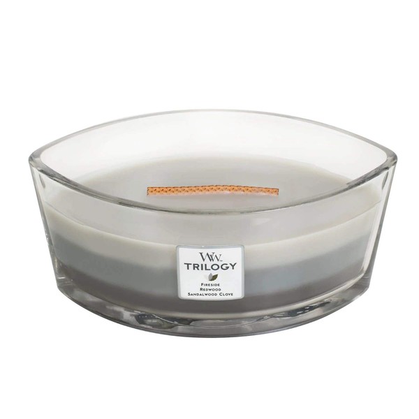WoodWick Hearthwick Trilogy Candle-Warm Woods, Grey, 11.1 x 18.9 x