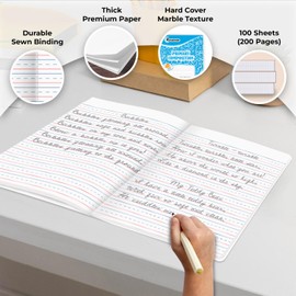 Rosmonde Composition Notebooks Primary Ruled 50 Pack, 200 Pages (100 Sheets), Color Marble Composition Notebook, Sewn Binding Hard Cover, Bulk Primary Composition Notebook, Writing Dotted Lined