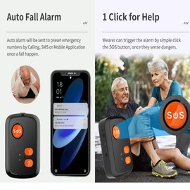 Caregiver Call Button - Emergency SOS Alert Call Button, Life Alert for Seniors with Fall Detection Waterproof Panic Button for Elderly Seniors Patients at Home,Location Tracking