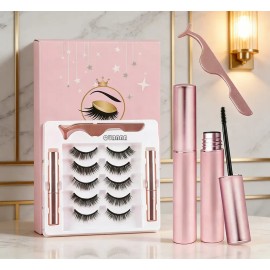Kit De Pestañas Postizas Magnéticas & Delineador De Ojos Quanna 5 Piezas 3d De Pestañas Postizas 2 Elineador De Ojos Magnético Y 1pinzas De Pestañas T