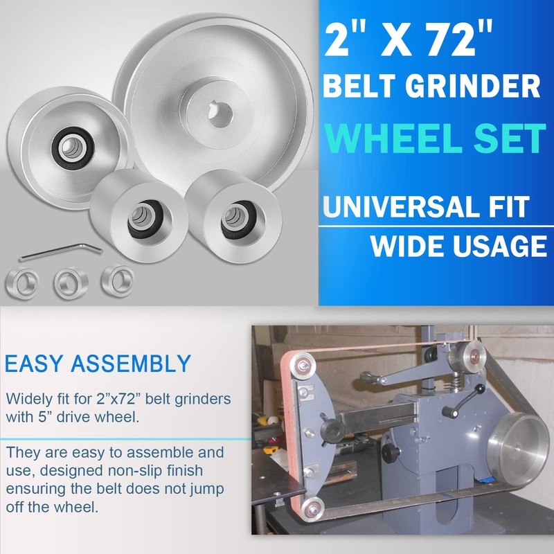 2" x 72" Belt Grinder Wheel Set Complete Wheel Kit