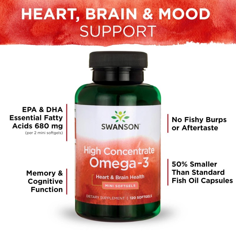 Swanson High Concentrate Omega-3 Fish Oil - 680 mg (120