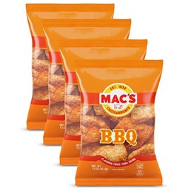 Mac's Crunchy Chicharrones, Low Carb, Keto Friendly Snack (Barbecue, 5 Ounce (Pack of 4)