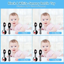JoyLife Baby Rattle Toys, Black and White Baby Rattle, High Contrast Sensory Newborn Toys, Soft Rattle Toys Gift for 0 3 6 9 12 Months Boys and Girls - Maracas & Dumbbells