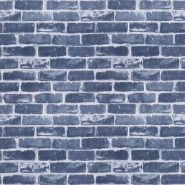 Timeet Blue Brick Wallpaper Peel and Stick Wallpaper 17.7" x 393.7" Self-Adhesive Removable Brick Textured Wallpaper for Bedroom Kitchen Backsplash Decoration