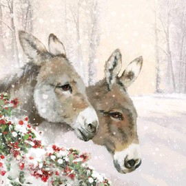 Set of 20 Individual Decoupage Paper Party Napkins Sebastian & Isabella Donkey Watercolor Decor Luncheon Beverage Napkin for a Birthday, Holiday, Wedding, Cocktail Party