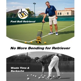 PodiuMax Tennis Ball Picker Upper, 30 Pickleball Picker Upper, 42 Tennis Ball Collector, Portable Pickleball Retriever for Easy Collection & Storage