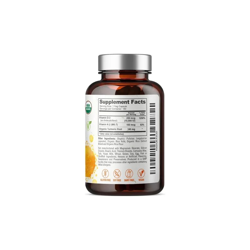 Biophix Vitamina D3 K2 MK7 con Cúrcuma 180 Cápsulas Sin