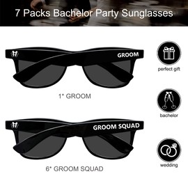 PartyGifts&beyond Groomsmen Gifts 7 Pcs Groomsmen Sunglasses Bachelor Party Favors For Groomsman,Groom Squad, Best Man（Groom Squad）