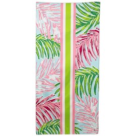 The Royal Standard Microfiber Beach Towel 34x70, Veracruz Palm in Aruba Blue/Lime/Hot Pink