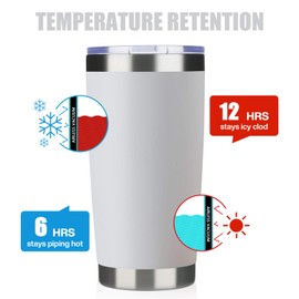 MEWAY Vaso de 597 ml 20 onzas con tapa y pajita, vaso de café de acero inoxidable de doble pared a granel, aislado al vacío, taza de café duradera con recubrimiento en polvo,1 paquete