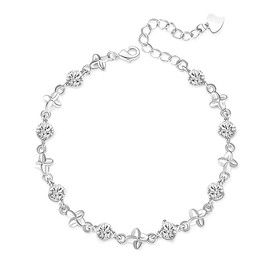 SENLINLU Four Leaf Clover Bracelet Sterling Silver Bracelet for Women 925 Sterling Adjustable Friendship Link Bracelet Layered Bracelets for Womens Girls