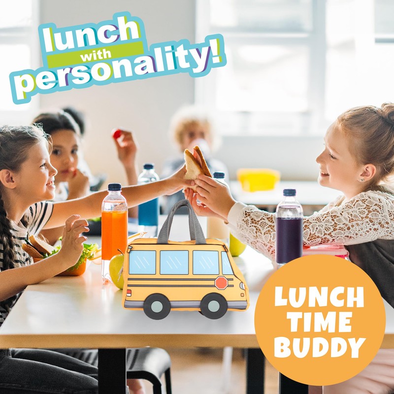 Insulated Kid's Lunch Box- School Bus - Lunchbox Tote Keeps