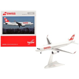 DCD Airbus A220-100 Commercial Aircraft (HB-JBH) 1/200 Diecast Model White Red Tail for Swiss International Air Lines for